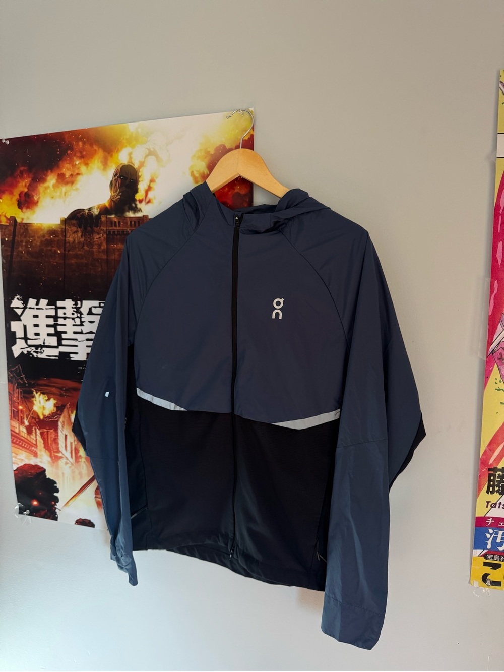 On Running Navy and Black Hooded Performance Jacket